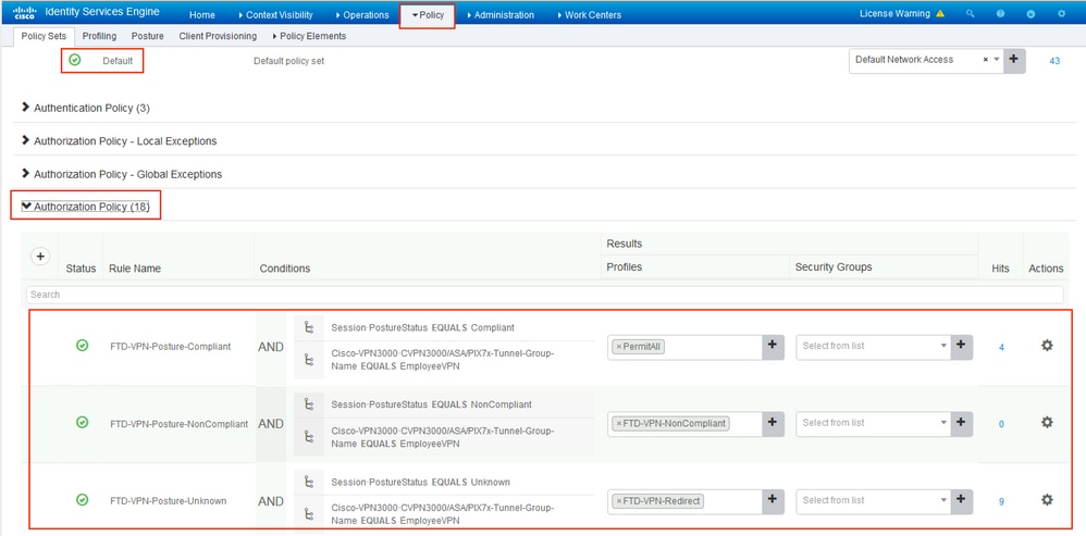 ISE configuration - Create Authorization Policies
