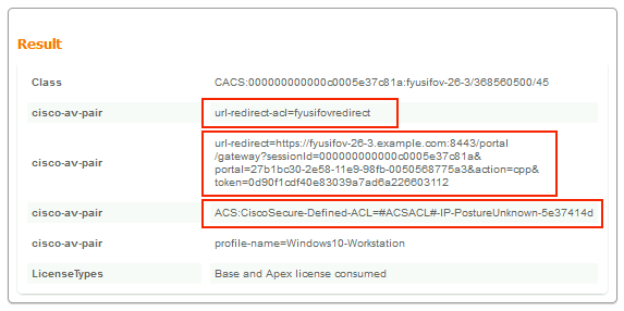 ISE detailed live log report - attributes are sent to FTD