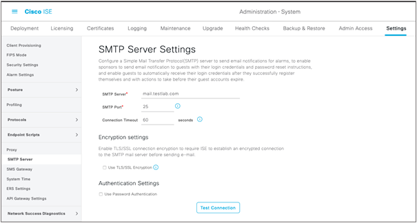 Unsecure SMTP Communication Settings without Authentication or Encryption