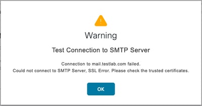 Error - Could not connect to SMTP Server