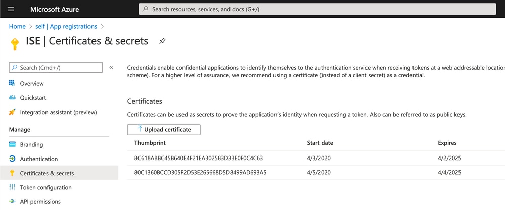 Integrate Intune MDM with ISE - Certificates and Secrets