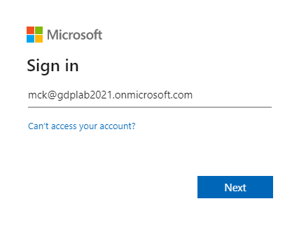 Microsoft Sign in Page