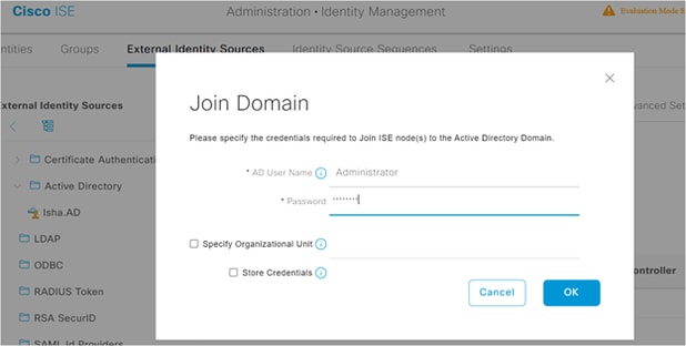 Microsoft AD-integratie voor Cisco ISE - aanmelden bij ISE naar AD