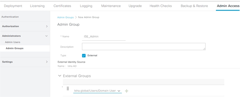 Microsoft AD Integration for Cisco ISE - Configure the Admin Group to AD Group Mapping