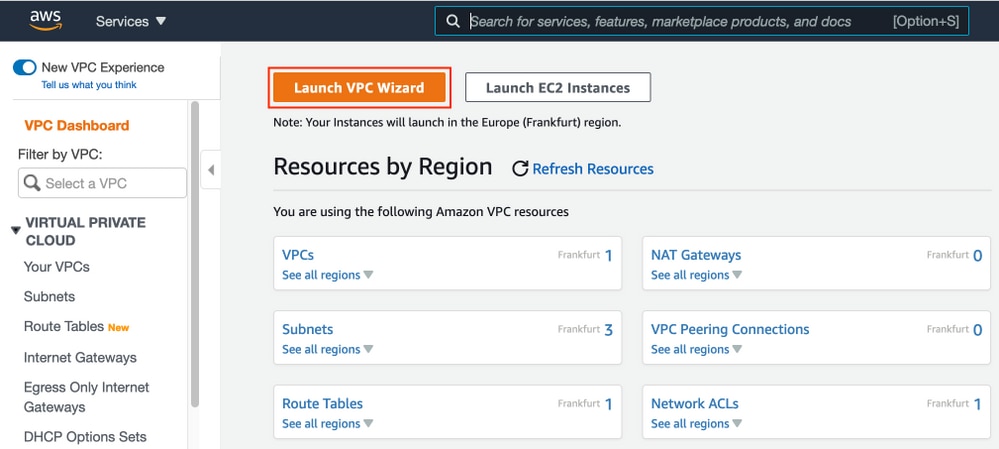 Cisco ISE on AWS - Launch VPC wizard