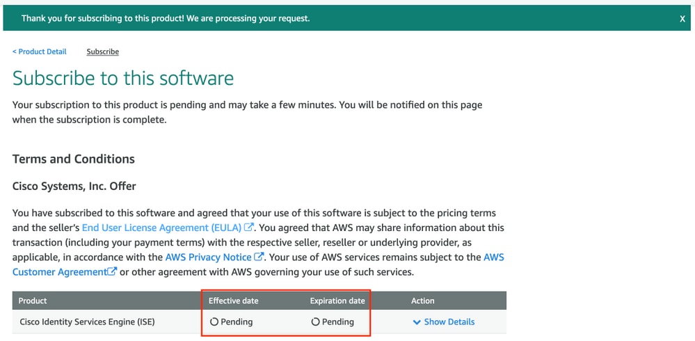 Cisco ISE on AWS - Enrolling into Subscription