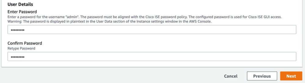 Cisco ISE on AWS - Configure ISE. User password