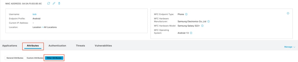 Endpoint Other Attribute Selection on Context Visibility