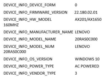 Example of Windows 10 Endpoint Attributes