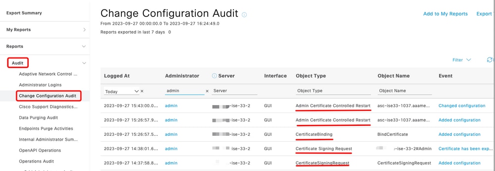 Informe de configuración