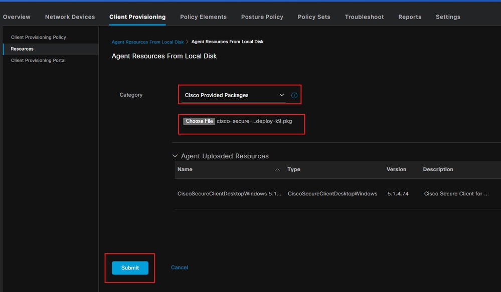 Upload the Package on ISE