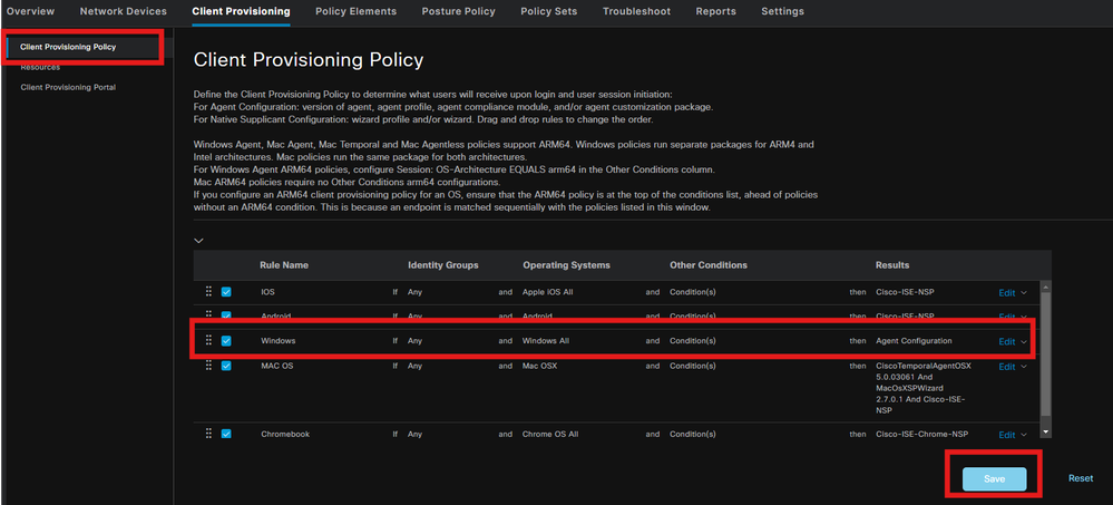 Client Provisioning Policy