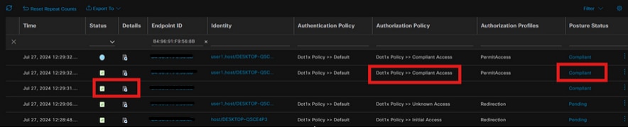CoA Triggered after the Posture Scan