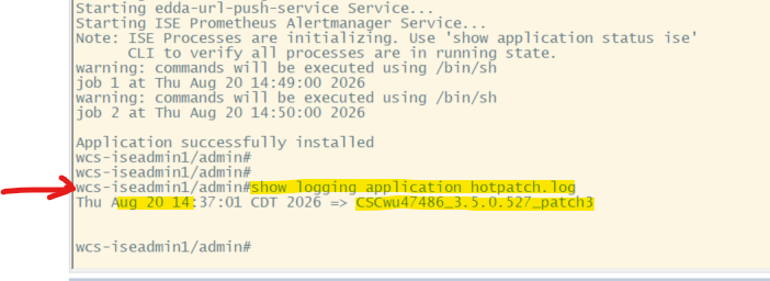 Show Logging Application hotpatch.log 2