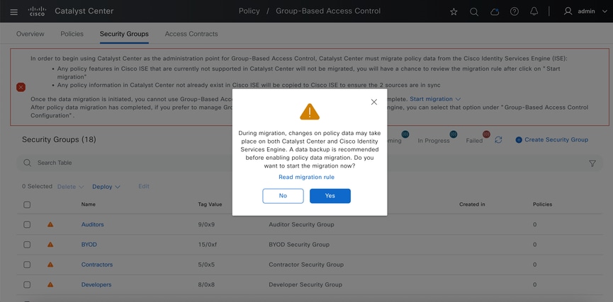 Security Groups Popup