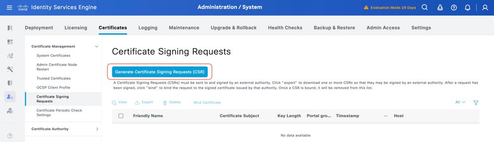 Generate Certificate Signing Request