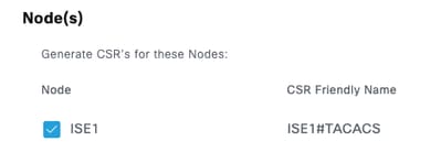 Select the PSNs that TACACS+ Enabled