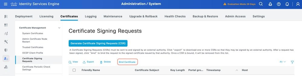 Bind the Signed Certificate Signing Request