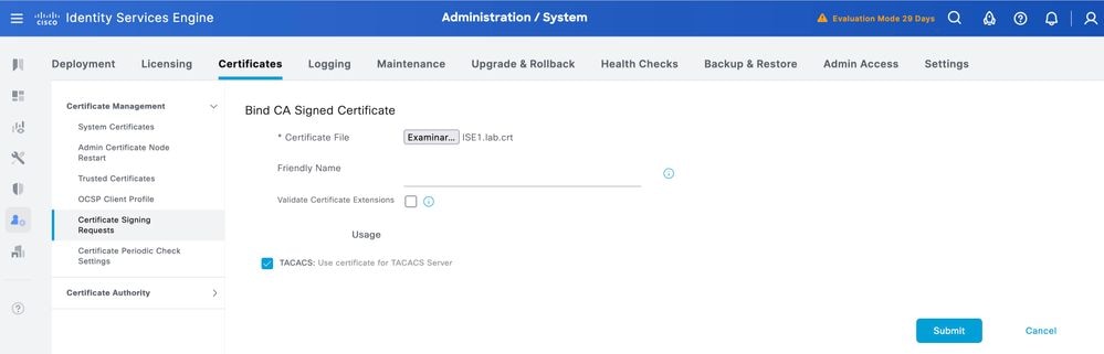 Select the Signed Certificate