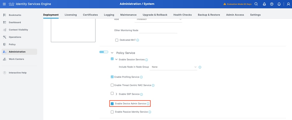 Check Box to Enable Device Admin Service