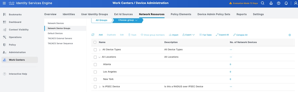 Navigate to Work Centers and Network Resources