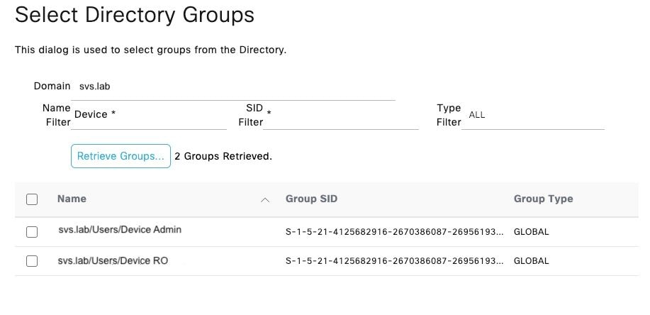 Select Directory Groups