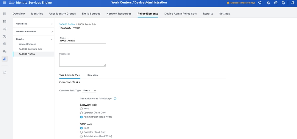 NX-OS Admin - Select Mandatory from the Set Attributes as Drop Down