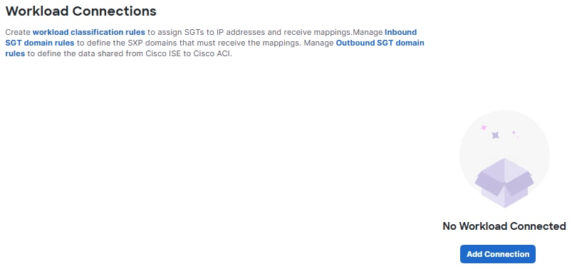 Workload Connections Page with no Connections Configured