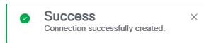 Success Notification Confirming that the Workload Connection was Created