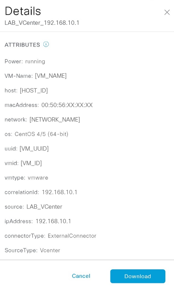 Details Slide-in Pane for a Selected Workload Endpoint