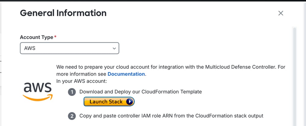 Select Launch Stack and New Browser Tab Opens