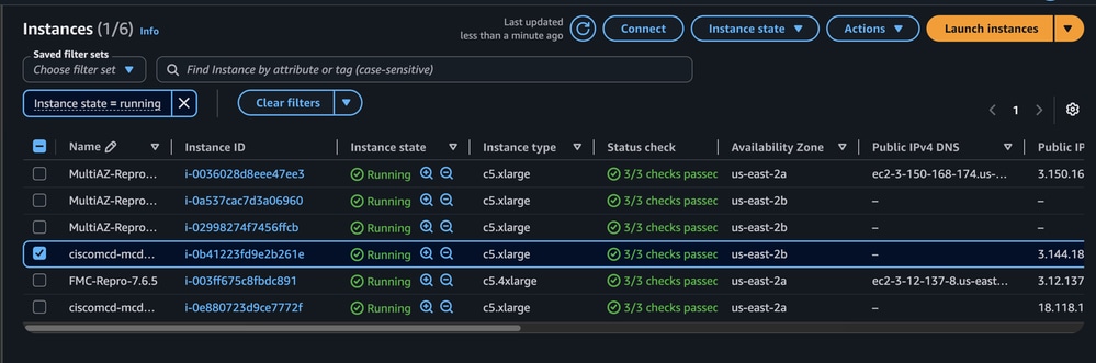 AWS EC2 Console with Instances Status