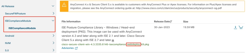 ISE Compliance Module webdeploy package