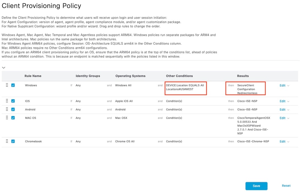 Client Provisioning Policy