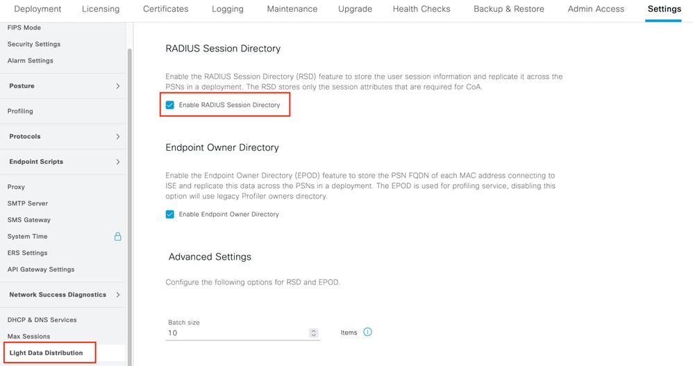 Enable RADIUS Session Directory