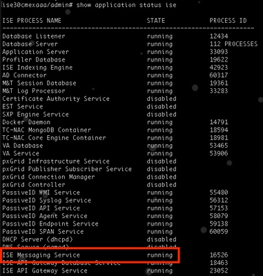 ISE Messaging Service Running