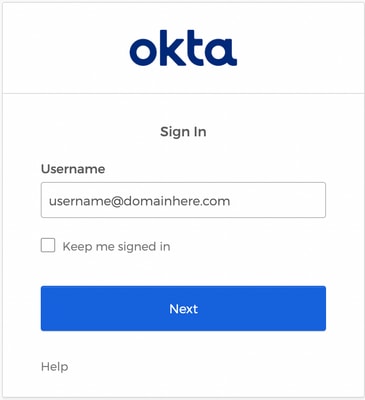 OKTA credentials Sign In