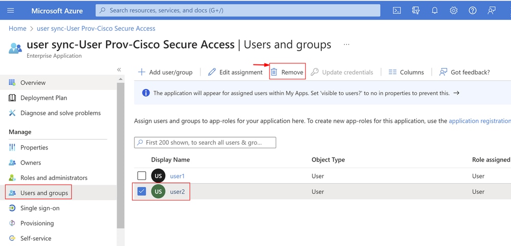 Azure - User and Groups  (Remove Users)
