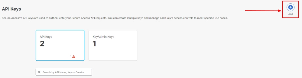 Secure Access - Add API Key