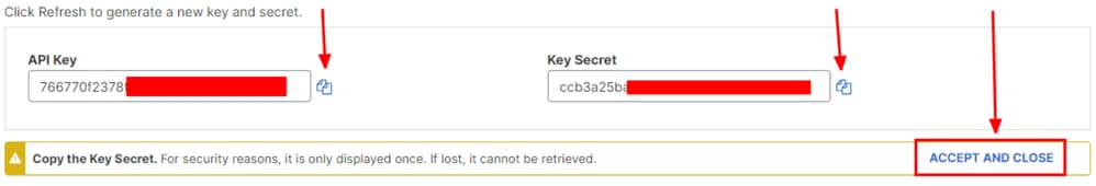 Secure Access - API Key and Secret
