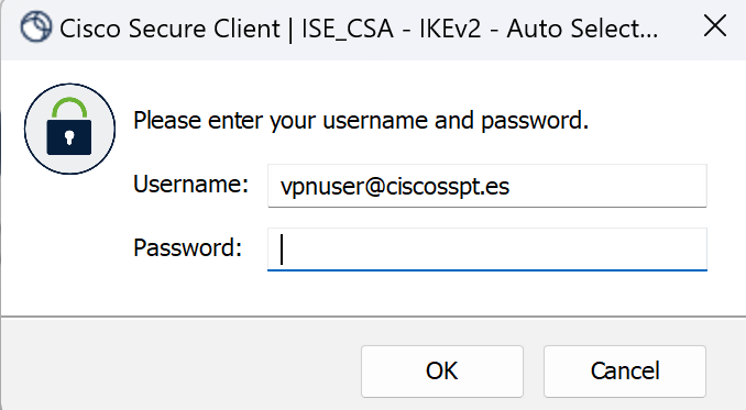 Secure Client - Nome utente - Password