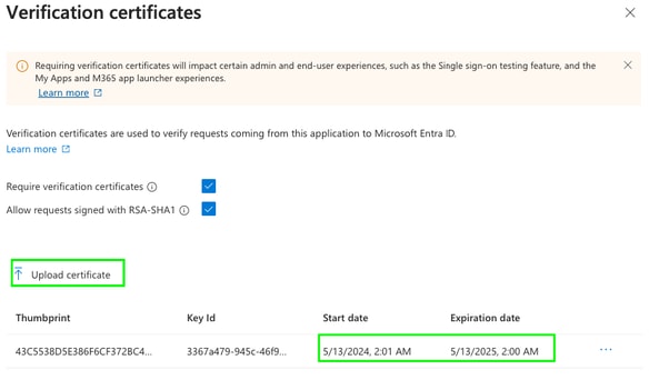تم تحديث شهادة SAML