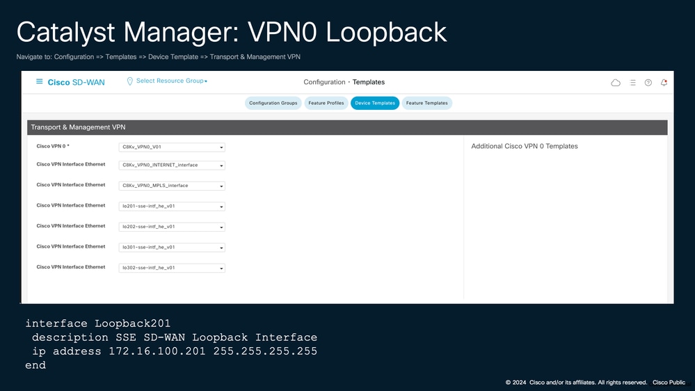 Catalyst Manager: VPN0 Loopback