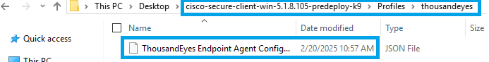 Drop of ThousandEyes.json in proper Intune location