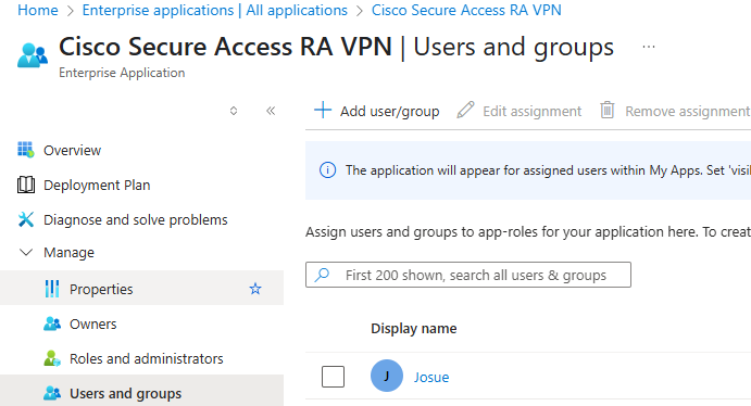 Verify assignment of users