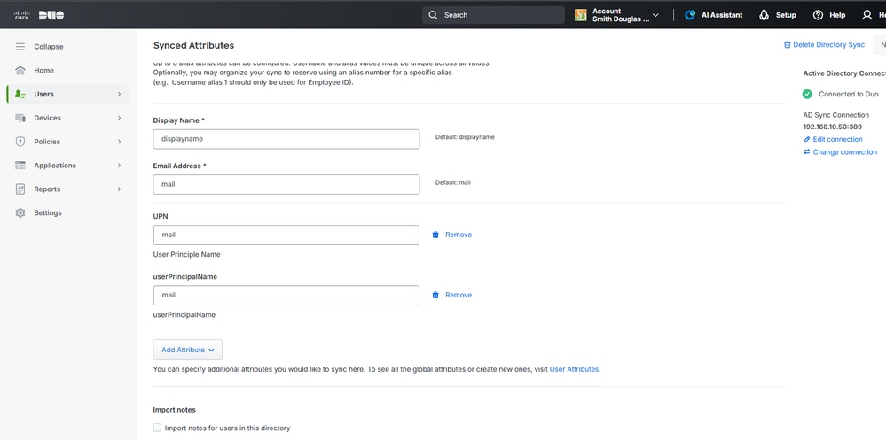 Synced User Attributes