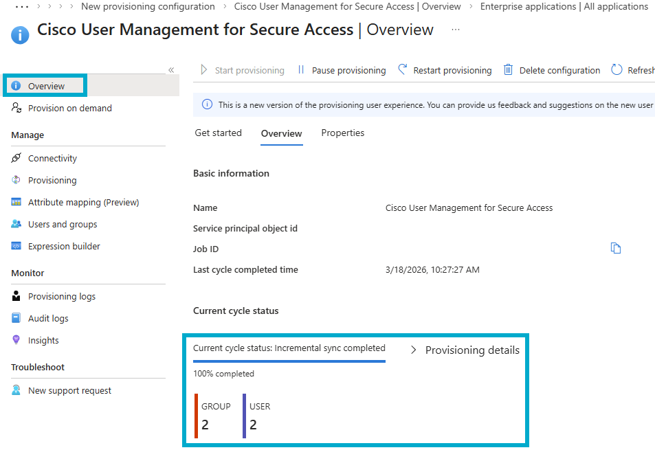 Verify Provisioning in Entra