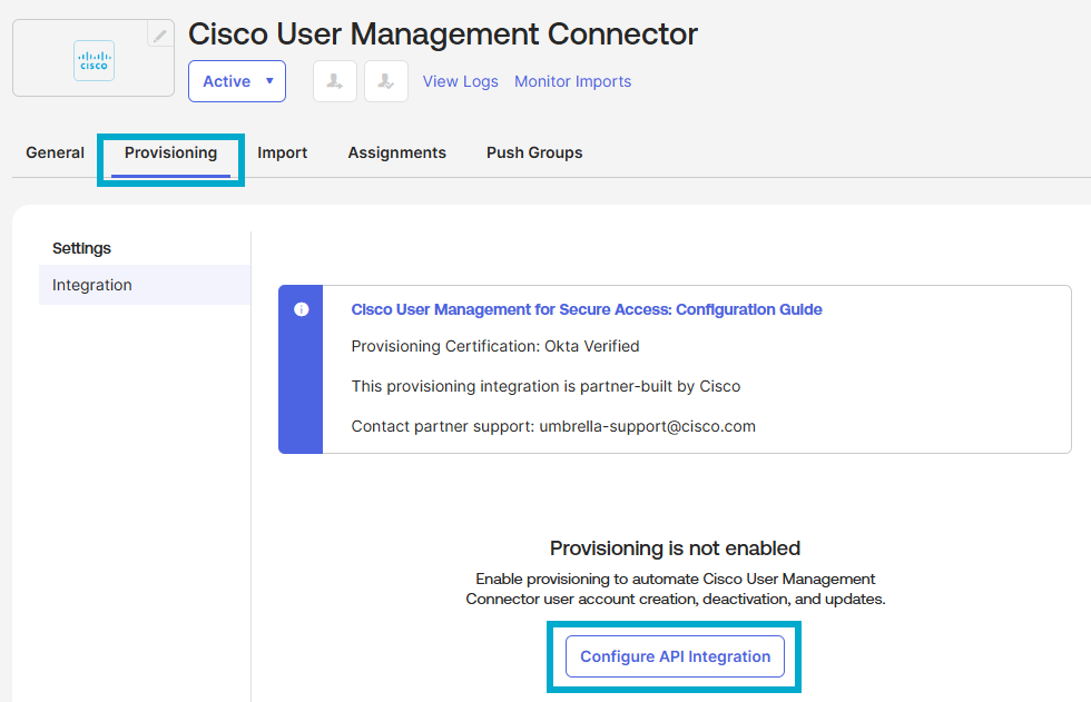 Configure API Integration
