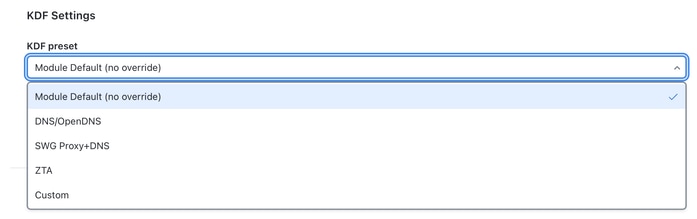 KDF Preset Dropdown