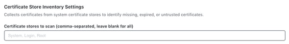 Certificate Store Inventory Settings